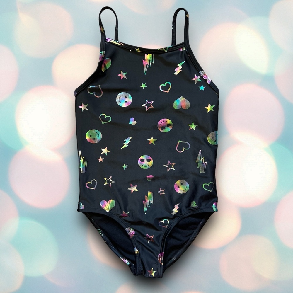 Girl’s Rainbow Emoji One Piece Swimsuit Size M 7/8